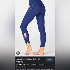 Fabletics leggings oasis high waisted with a twist 7/8